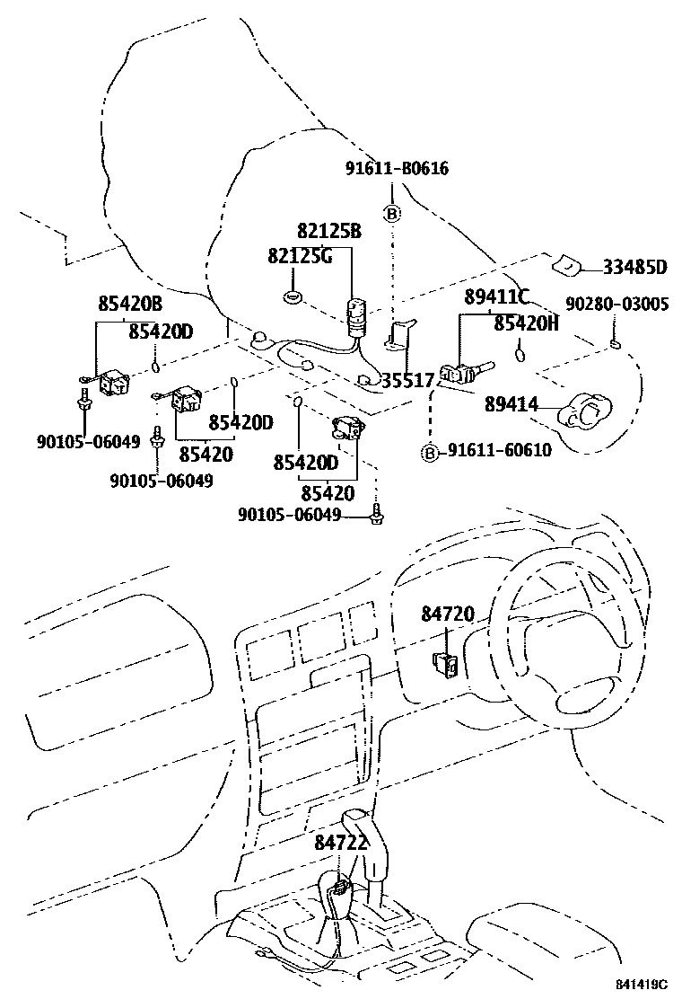 Toyota HILUX 超速档和电子控制变速器 EPC diagram — 841419C