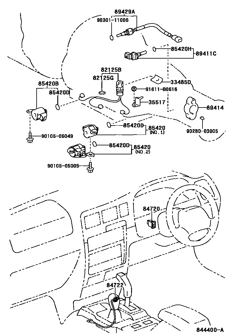 Toyota HILUX 超速档和电子控制变速器 EPC diagram — 844400A