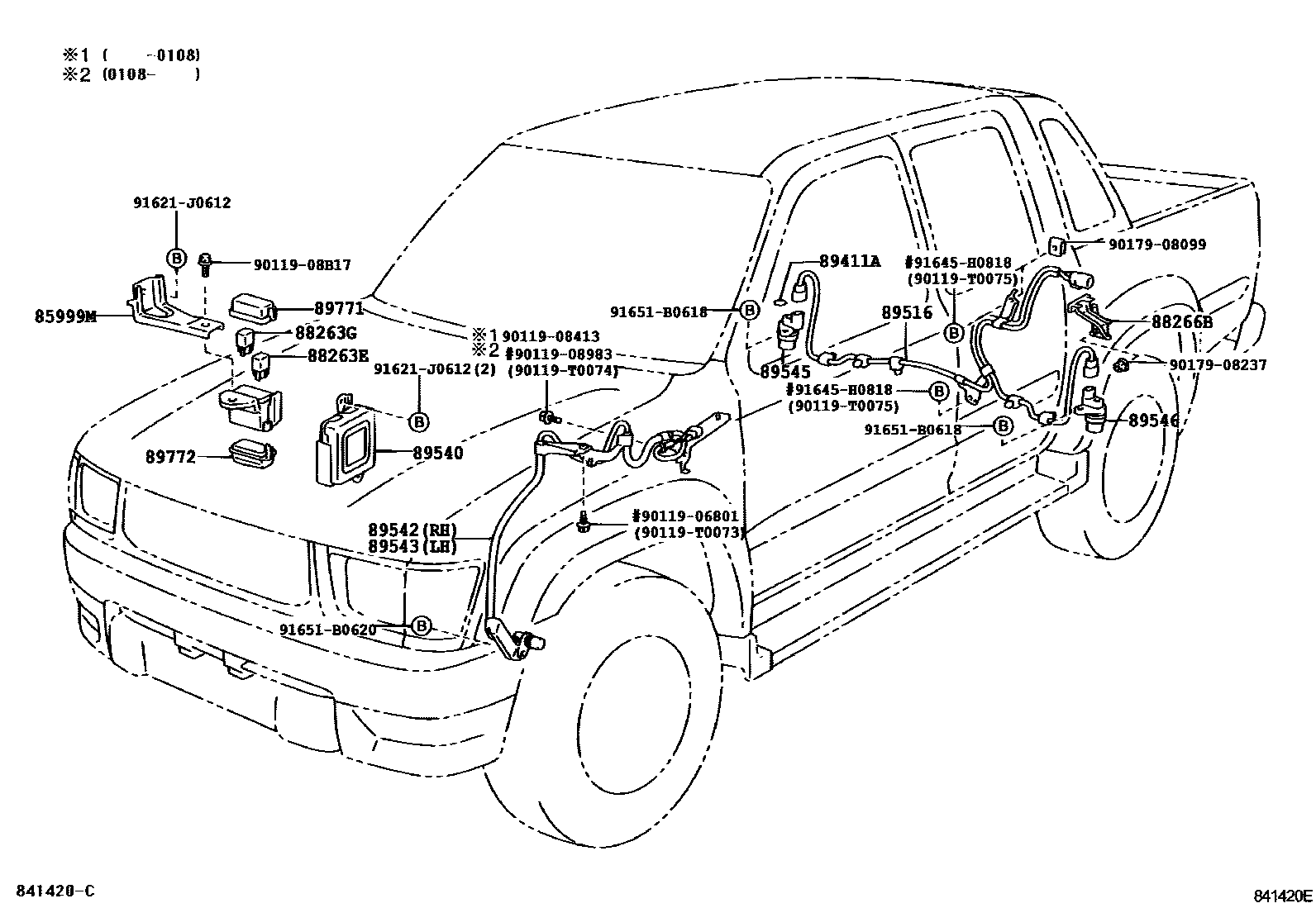 Toyota HILUX ABS 和 VSC EPC diagram — 841420E