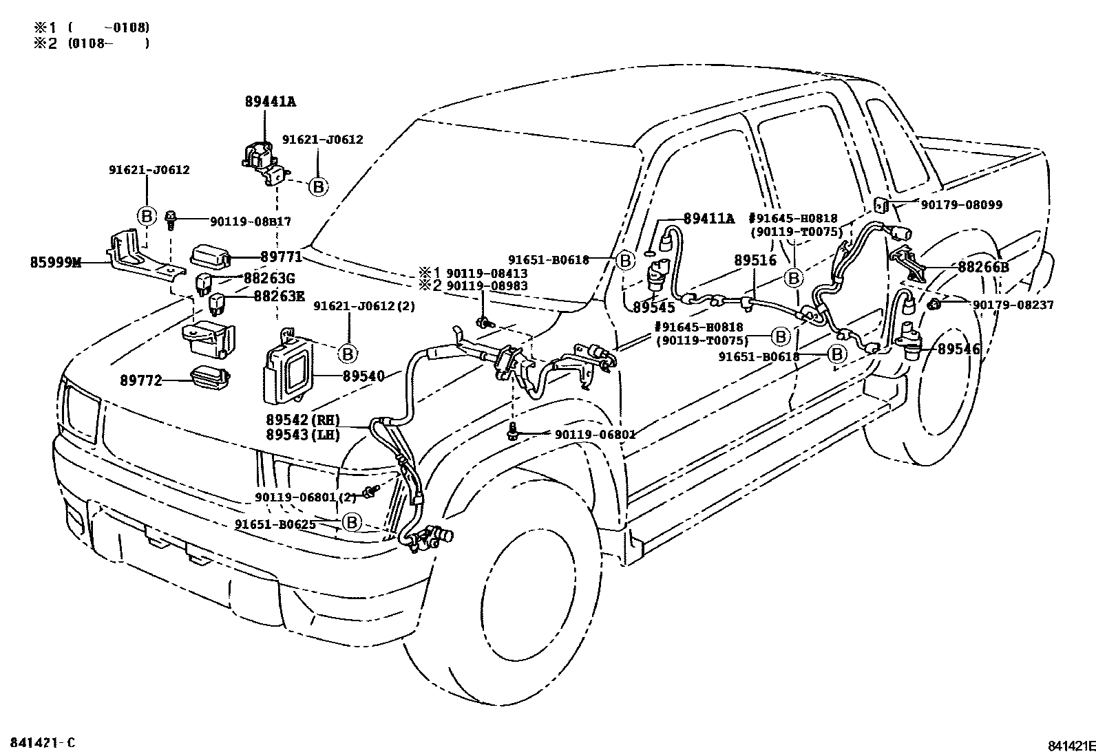 Toyota HILUX ABS 和 VSC EPC diagram — 841421E