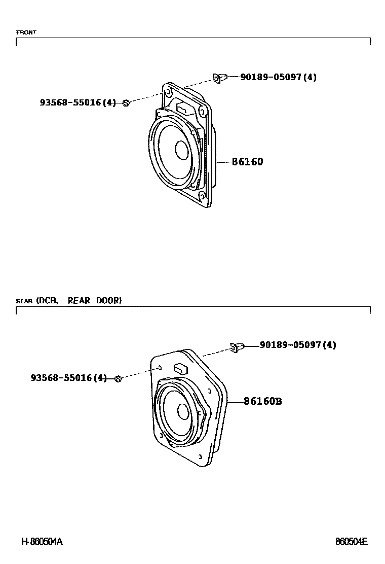 Toyota HILUX 扬声器 EPC diagram — 860504E