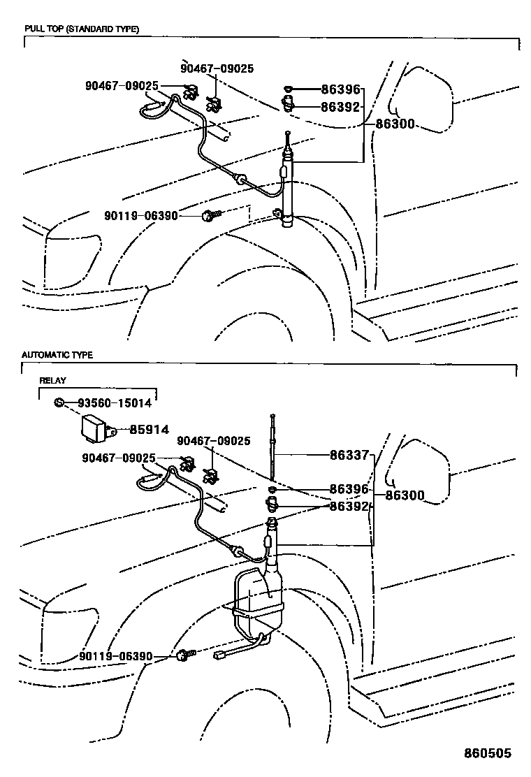 Toyota HILUX antenna EPC diagram — 860505