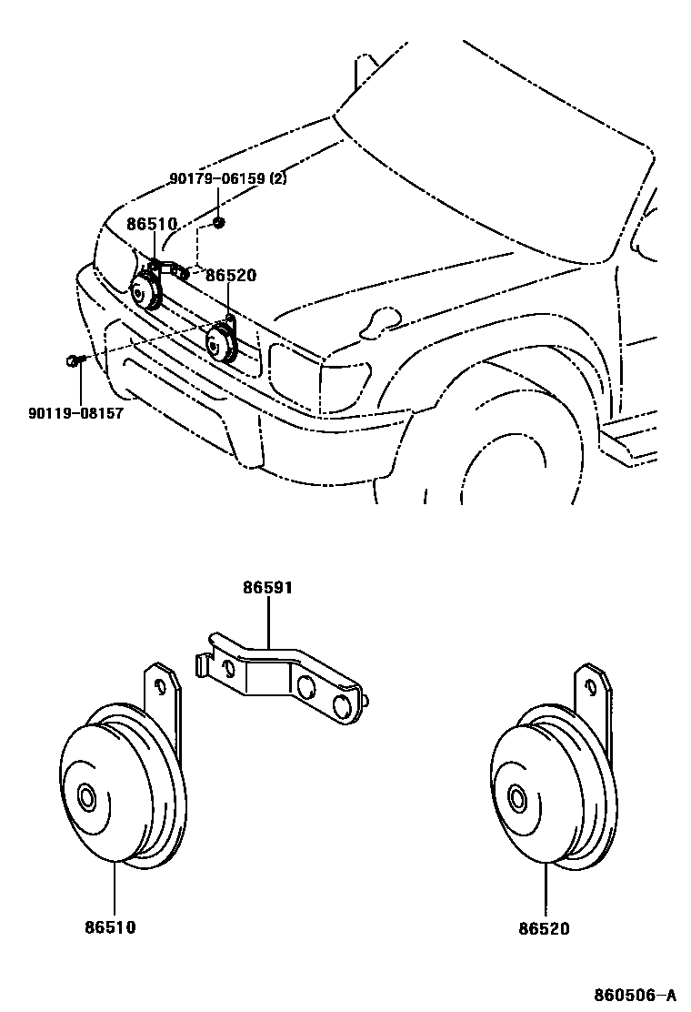 Toyota HILUX 喇叭 EPC diagram — 860506A