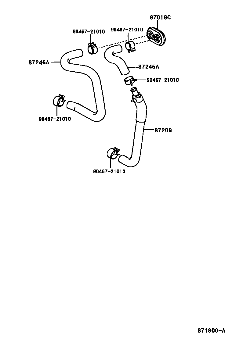 Toyota HILUX 暖风和空调系统 - 水管 EPC diagram — 871800A