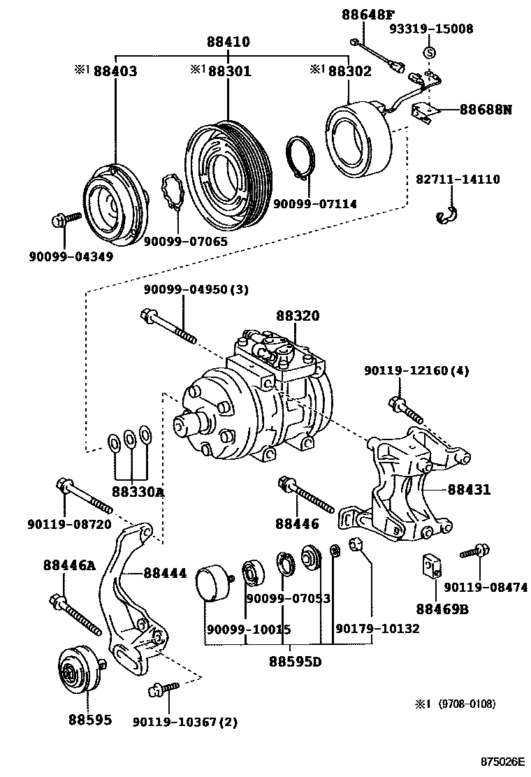 Toyota HILUX Heating & Air Conditioning - Compressor EPC diagram — 875026E