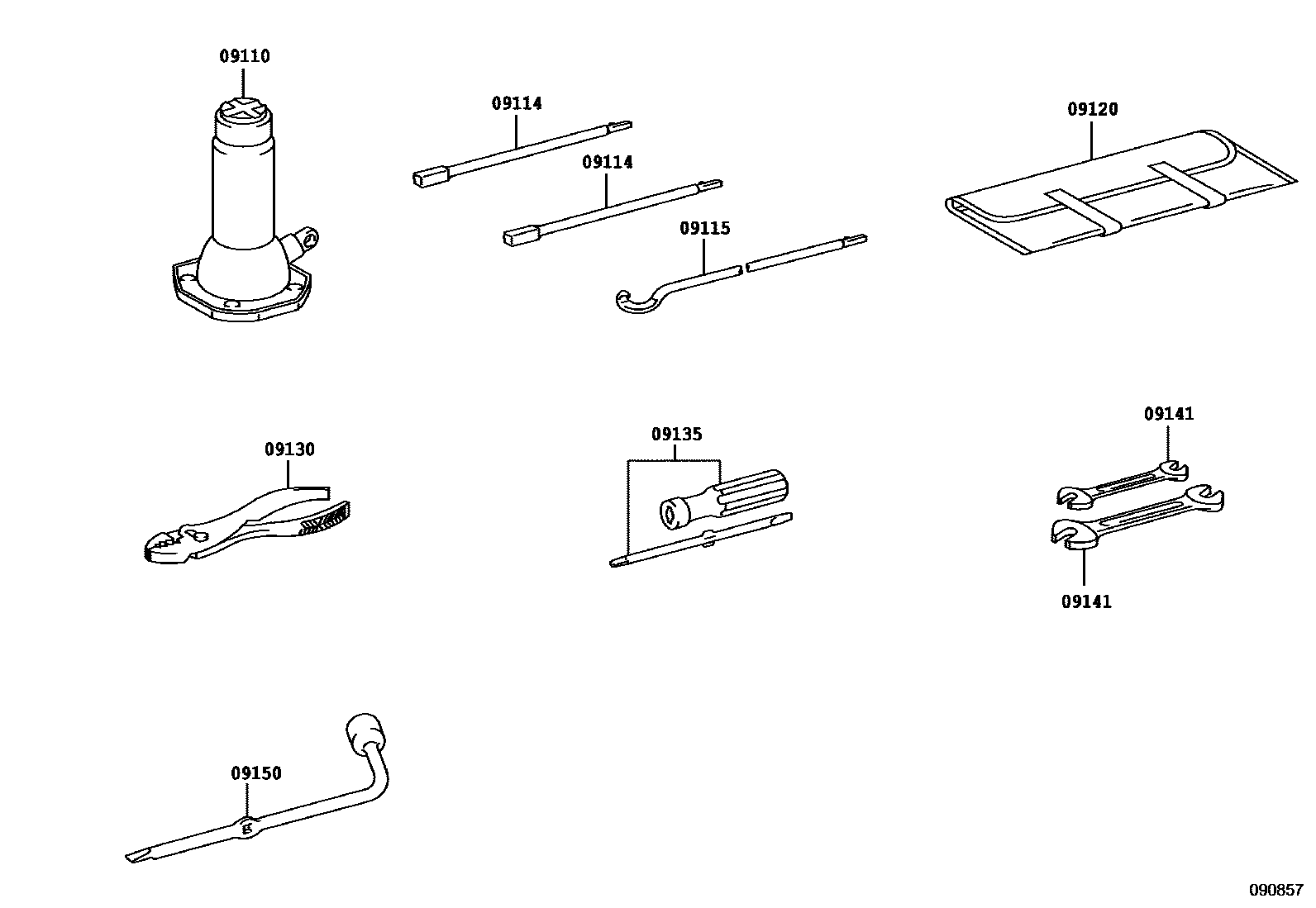 Toyota HILUX Standard Tools EPC diagram — 090857