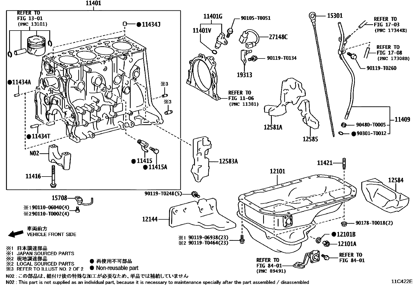 Toyota HILUX Cylinder Block EPC diagram — 11C422E