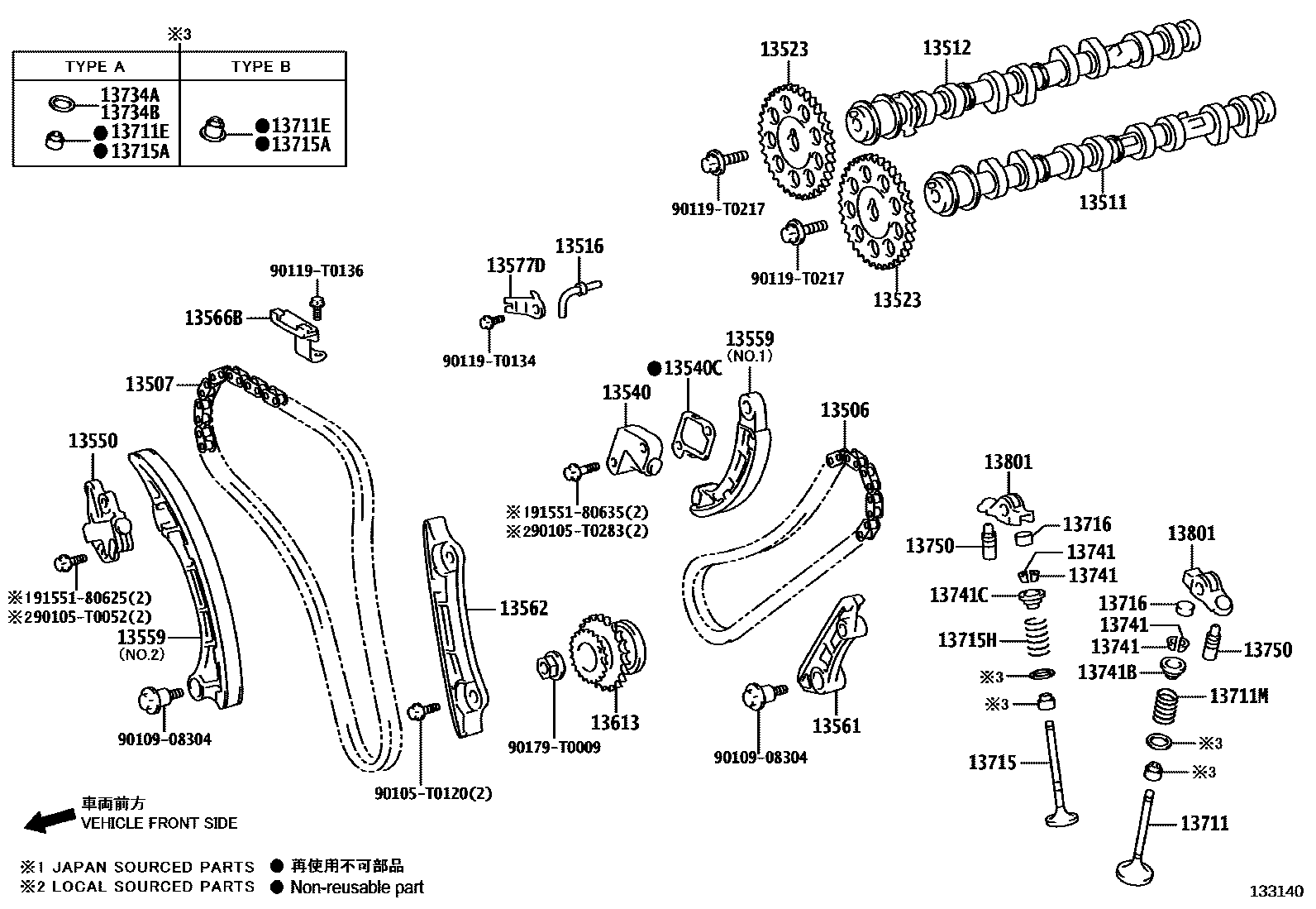 Toyota HILUX Camshaft & Valve EPC diagram — 133140