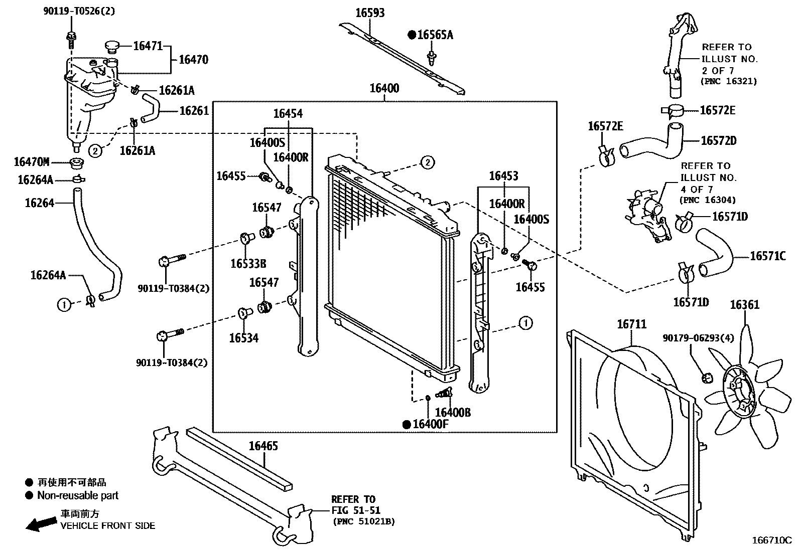 Toyota HILUX RADIATOR & WATER OUTLET EPC diagram — 166710C