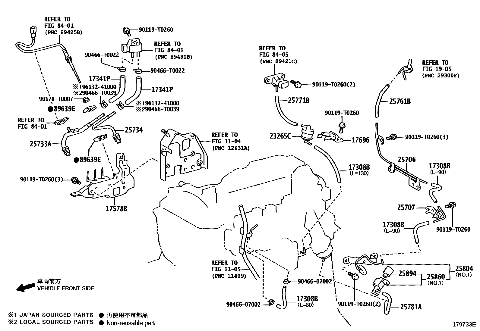 Toyota HILUX vacuum tube EPC diagram — 179733E