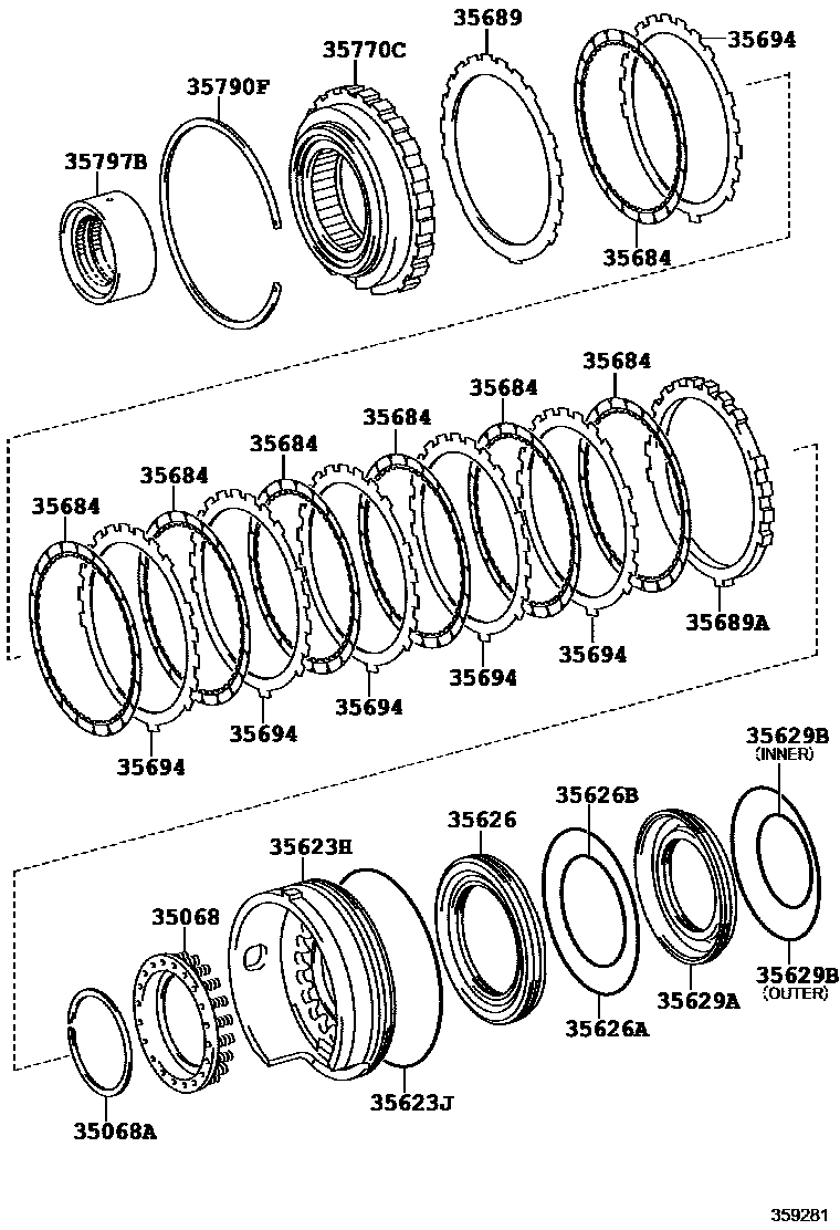 Toyota HILUX 3号制动器、一档和倒档制动器(ATM) EPC diagram — 359281