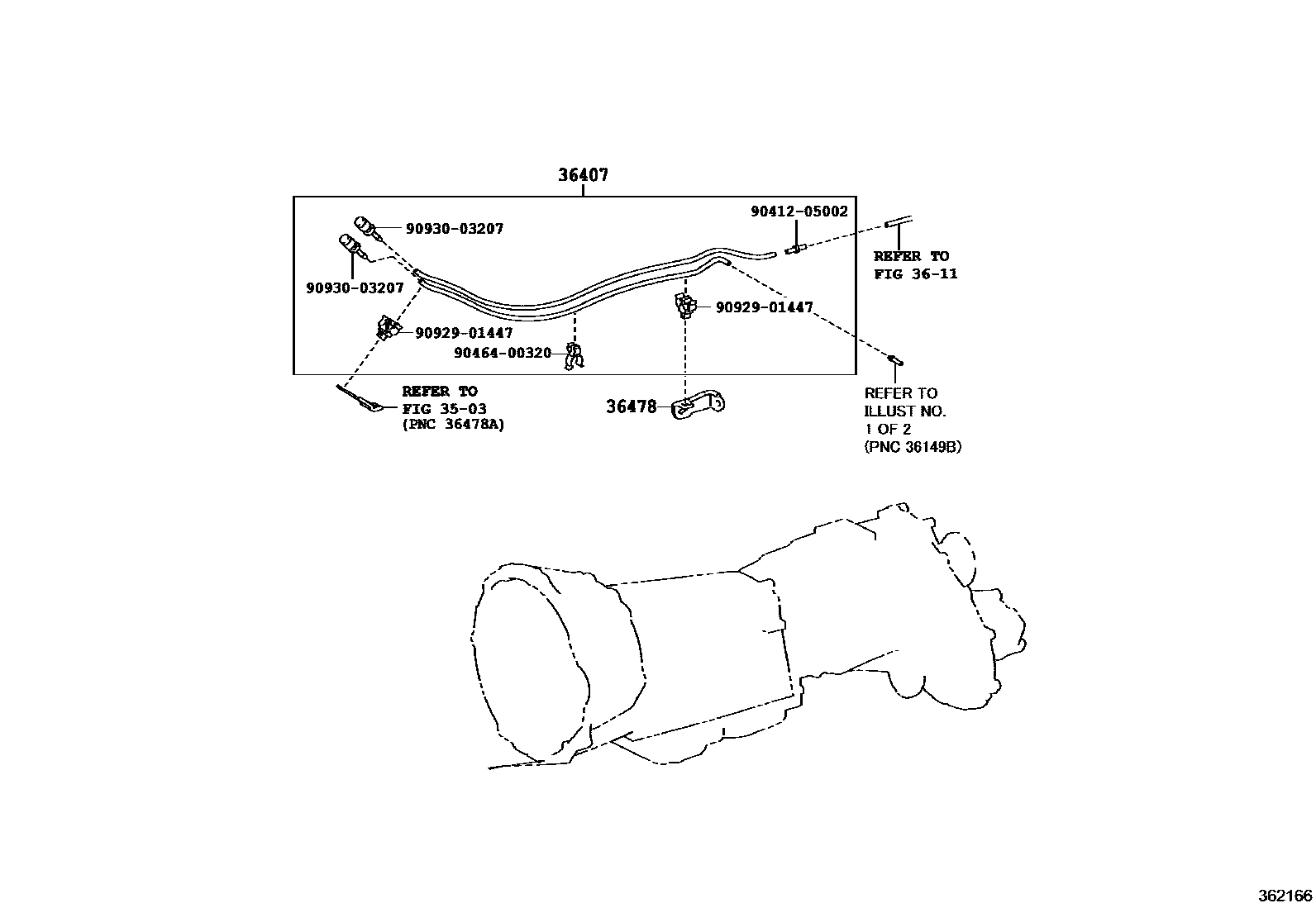 Toyota HILUX Transfer Case & Extension Housing EPC diagram — 362166