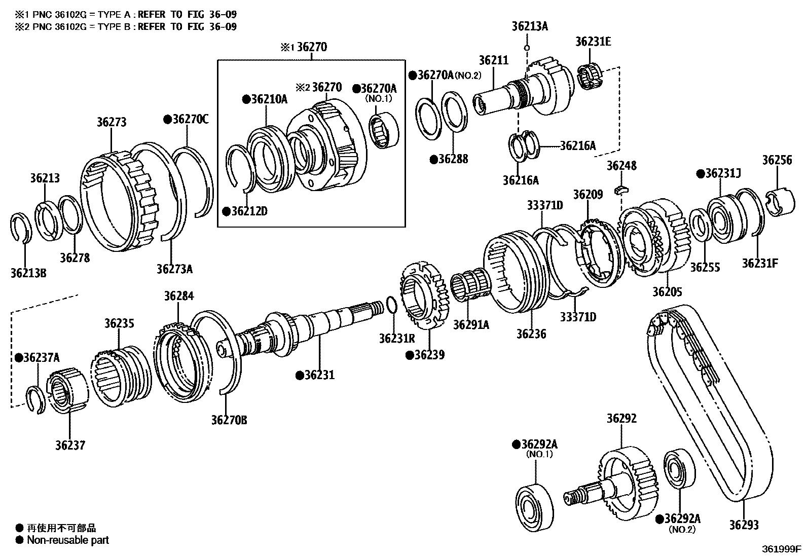 Toyota HILUX Transfer Gear EPC diagram — 361999F