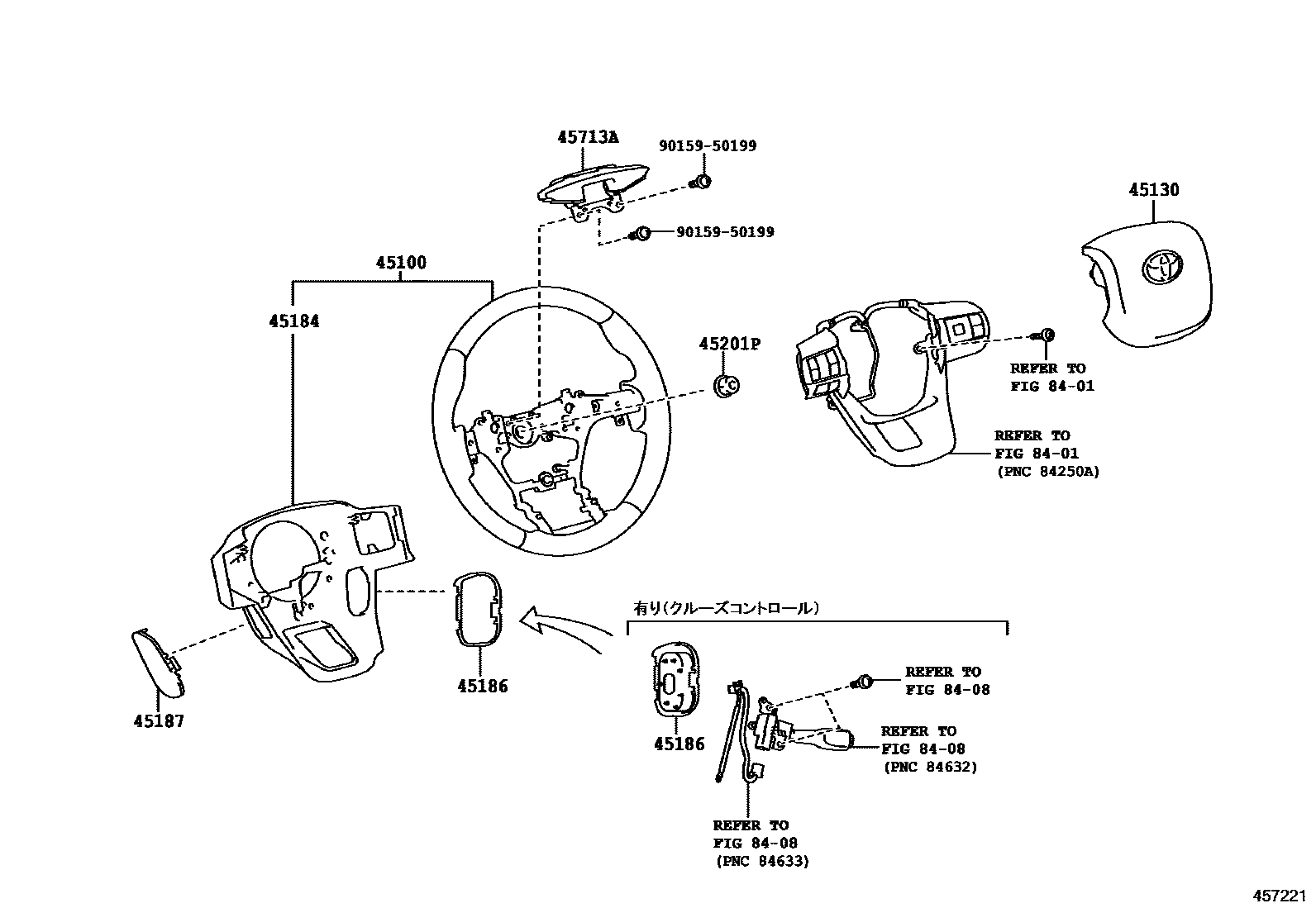Toyota HILUX Steering Wheel EPC diagram — 457221