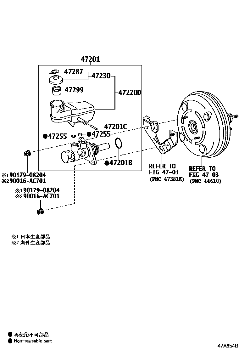 Toyota HILUX 制动总泵 EPC diagram — 47A854B