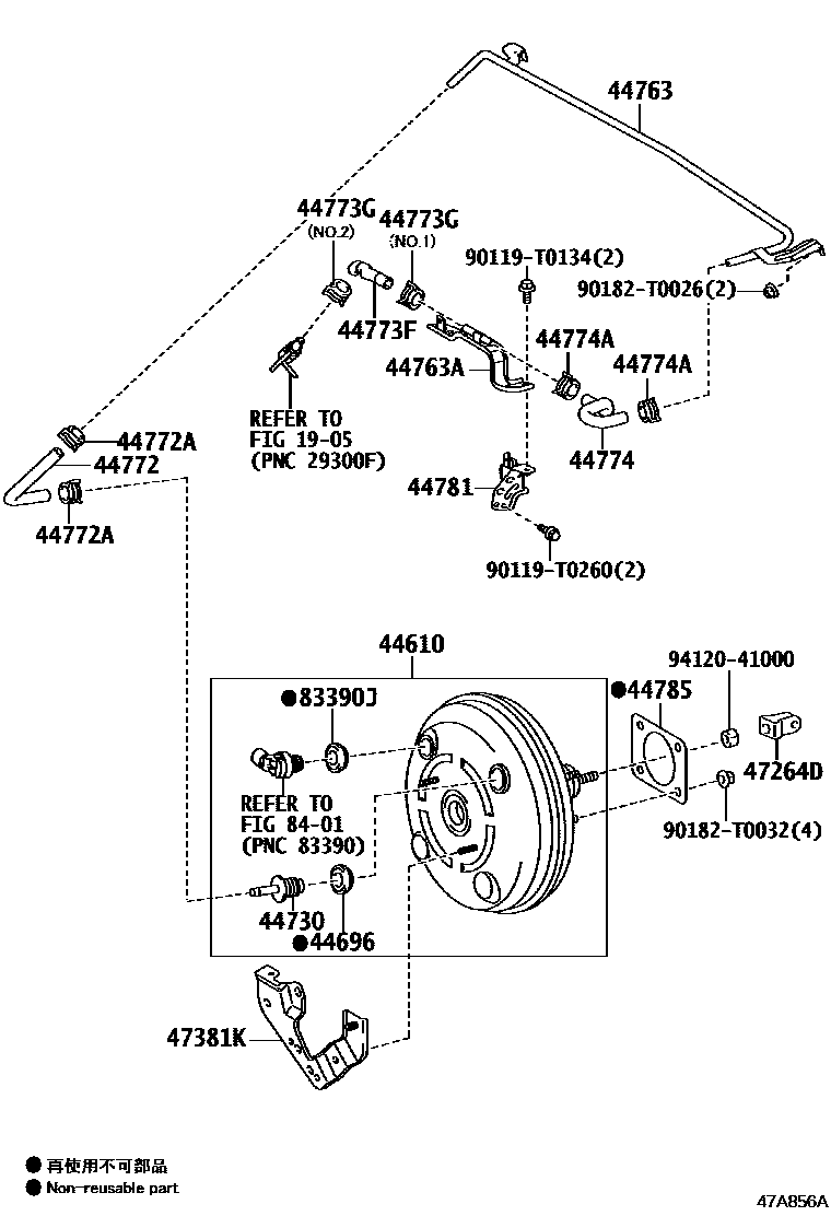 Toyota HILUX 制动助力器和真空管 EPC diagram — 47A856A