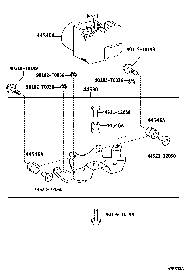 Toyota HILUX 制动配管和卡箍 EPC diagram — 47B633A