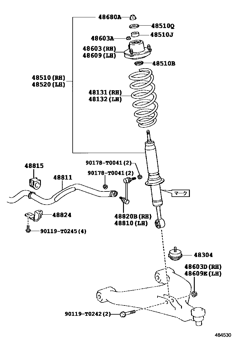 Toyota HILUX Front Spring & Shock Absorber EPC diagram — 484530
