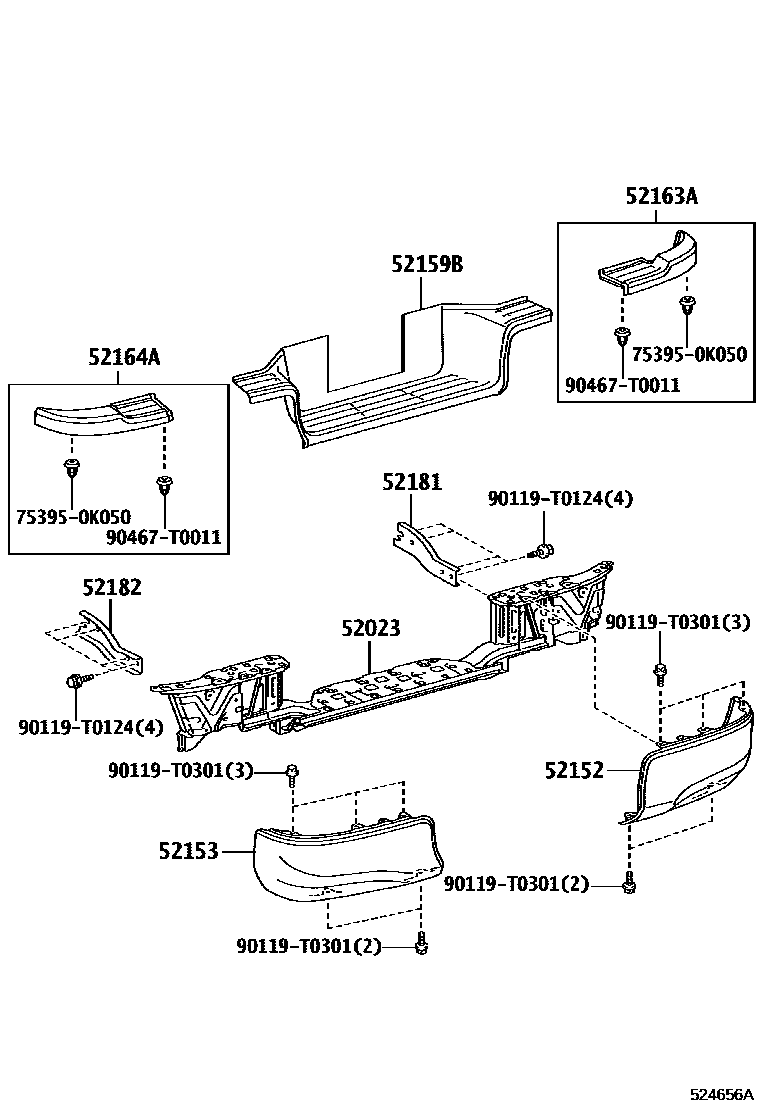 Toyota HILUX 后保险杠及附件 EPC diagram — 524656A