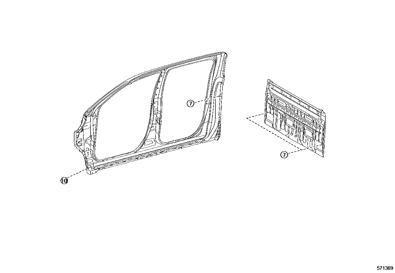 Toyota HILUX hole plug EPC diagram — 571369