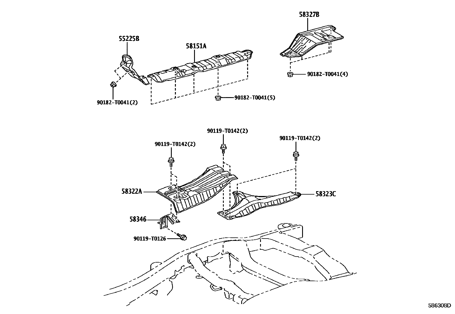 Toyota HILUX 地板隔热垫 EPC diagram — 586308D