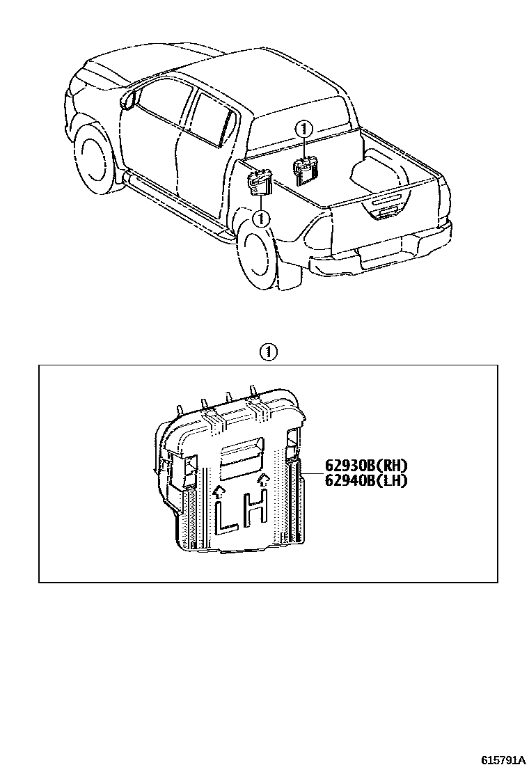 Toyota HILUX 后通风装置和车顶通风装置 EPC diagram — 615791A