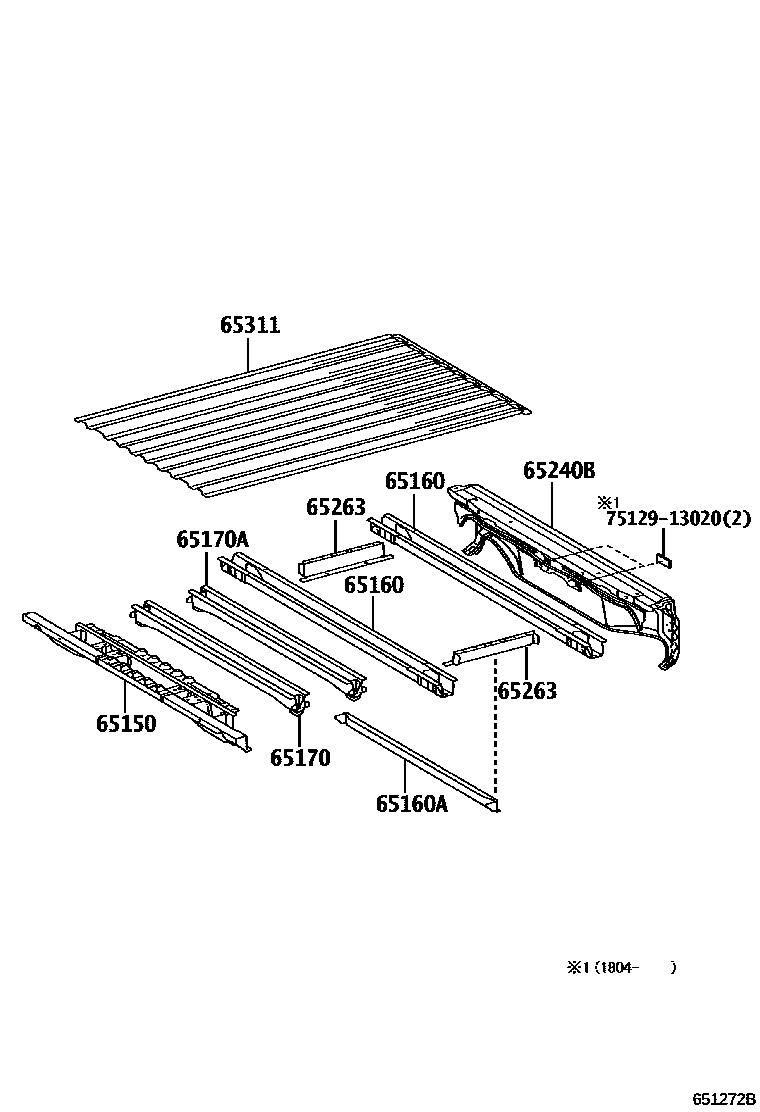 Toyota HILUX 后车身地板和翼子板 EPC diagram — 651272B