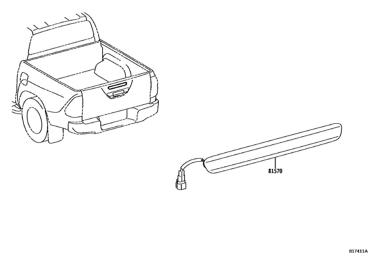Toyota HILUX 高位刹车灯 EPC diagram — 817411A