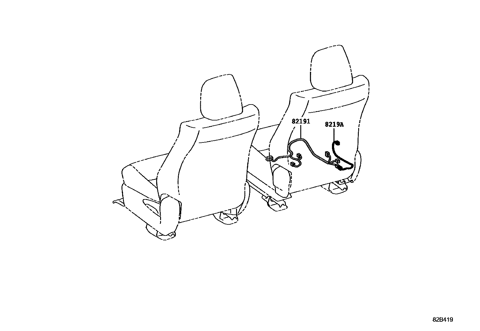 Toyota HILUX 线束和卡夹 EPC diagram — 82B419