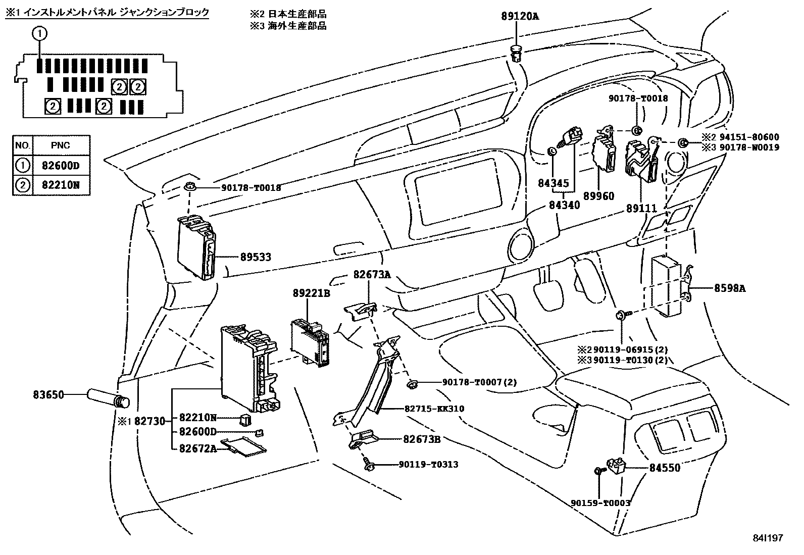 Toyota HILUX 开关和继电器和ECU EPC diagram — 84I197