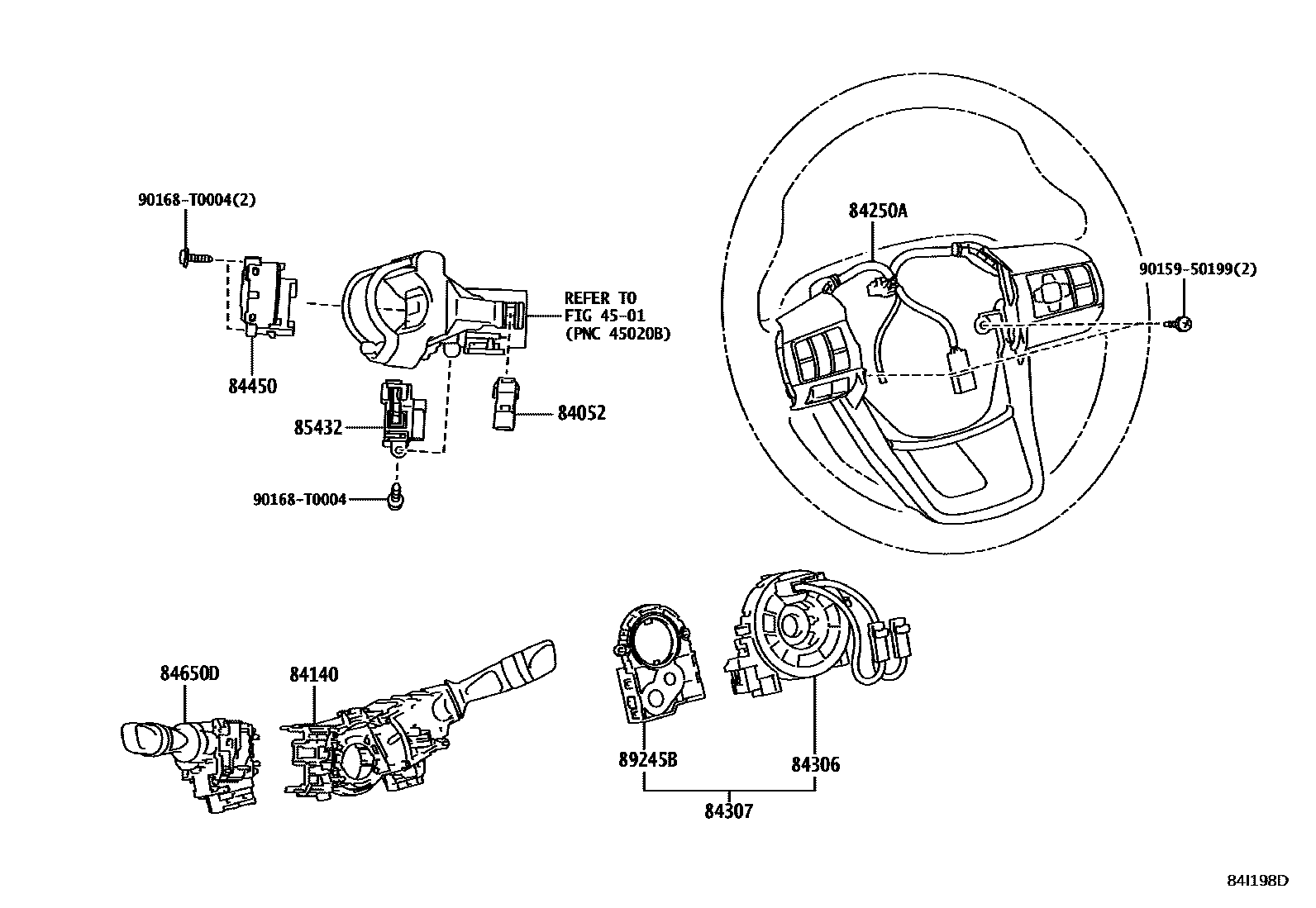Toyota HILUX 开关和继电器和ECU EPC diagram — 84I198B