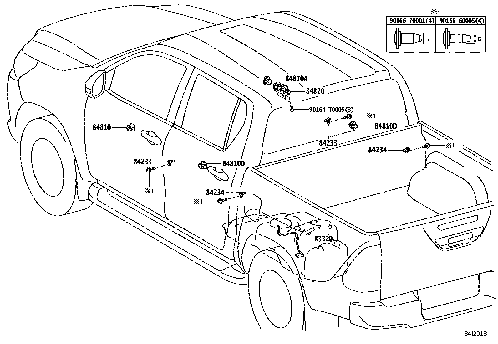 Toyota HILUX 开关和继电器和ECU EPC diagram — 84I201B