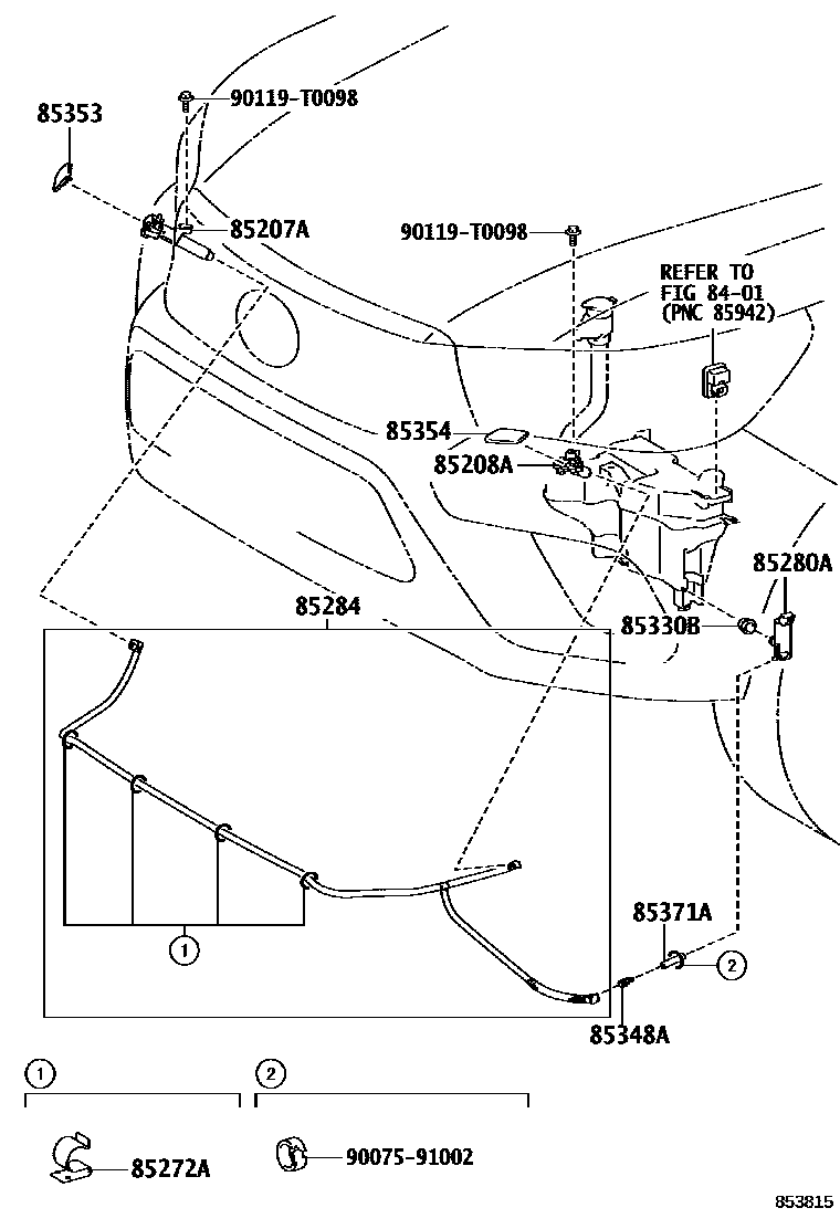 Toyota HILUX 前大灯清洗器 EPC diagram — 853815
