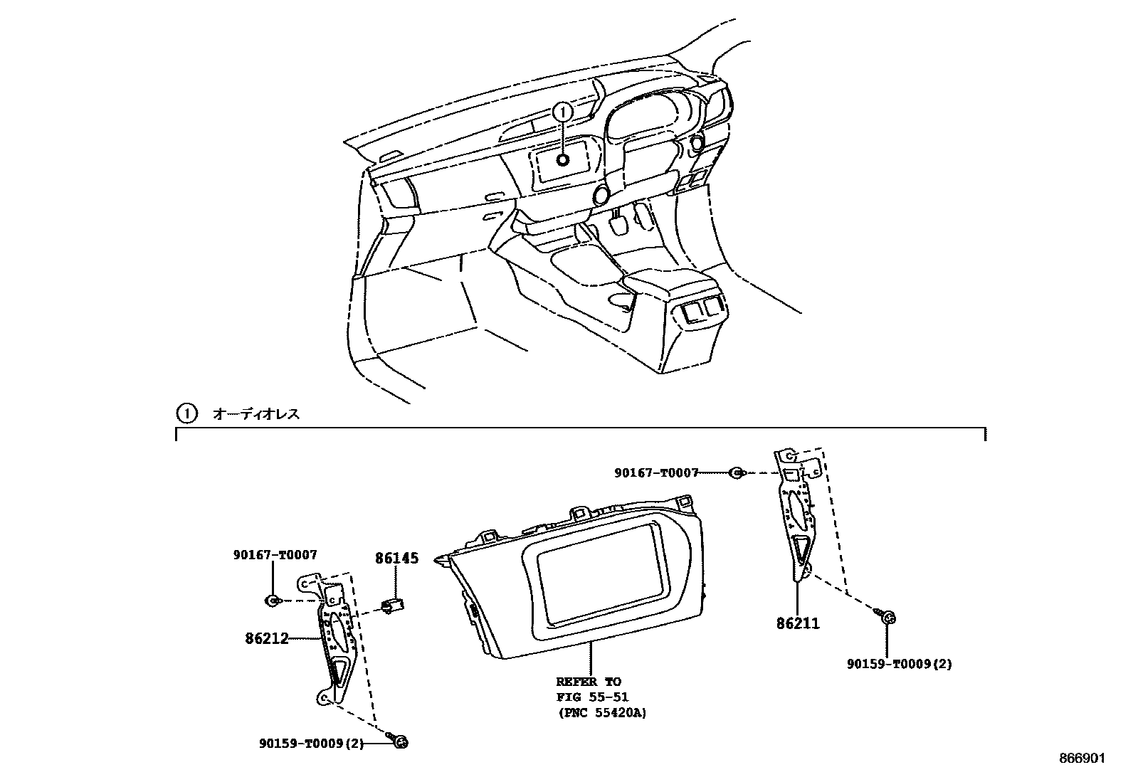 Toyota HILUX 收音机、放大器和冷凝器 EPC diagram — 866901