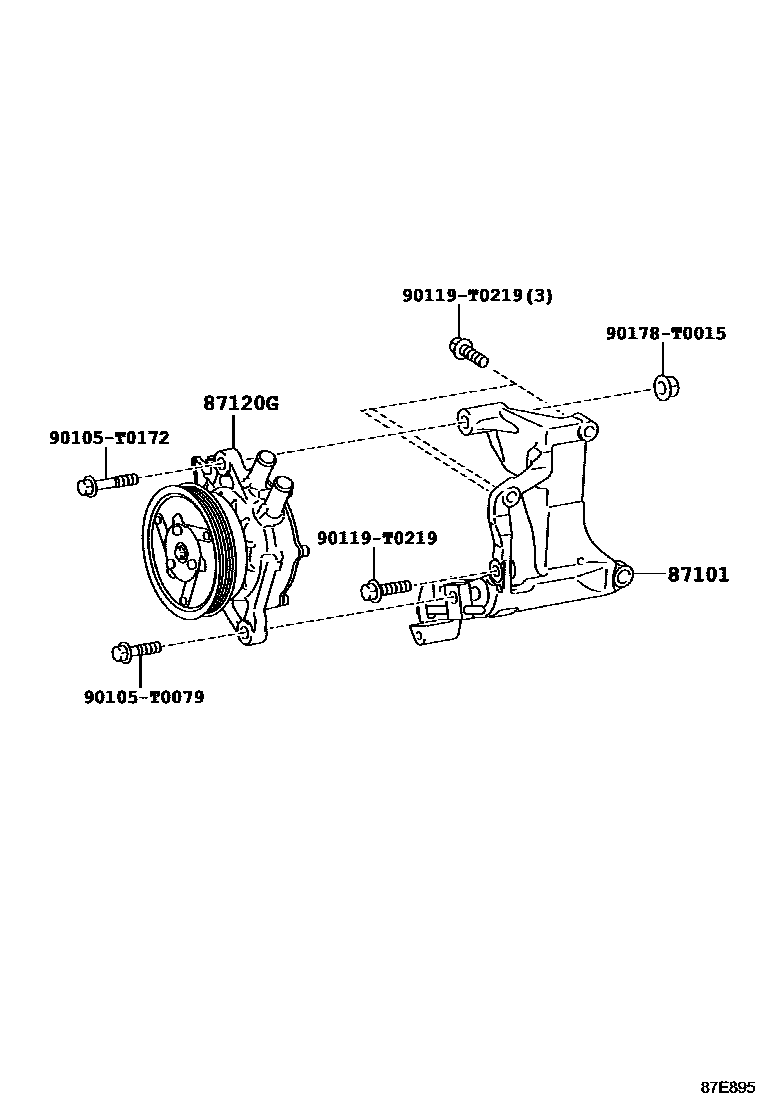 Toyota HILUX 暖风和空调系统 - 加热装置和鼓风机 EPC diagram — 87E895