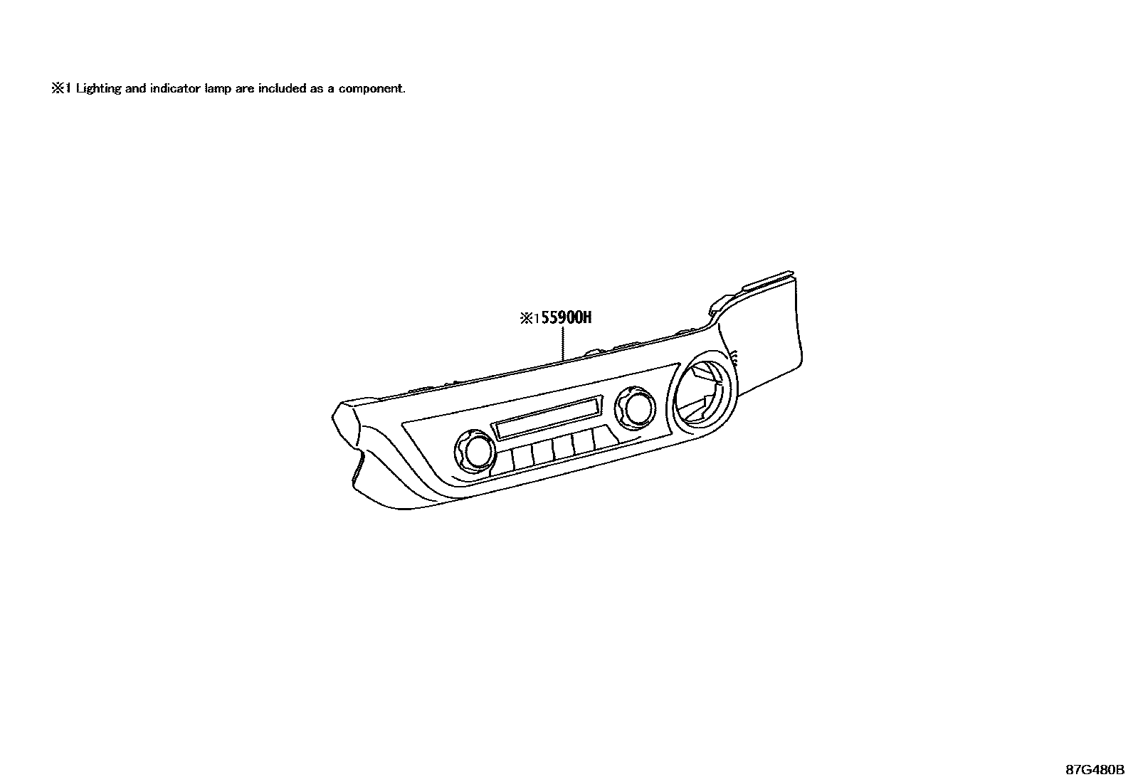 Toyota HILUX 暖风和空调系统 - 控制器和风管 EPC diagram — 87G480B