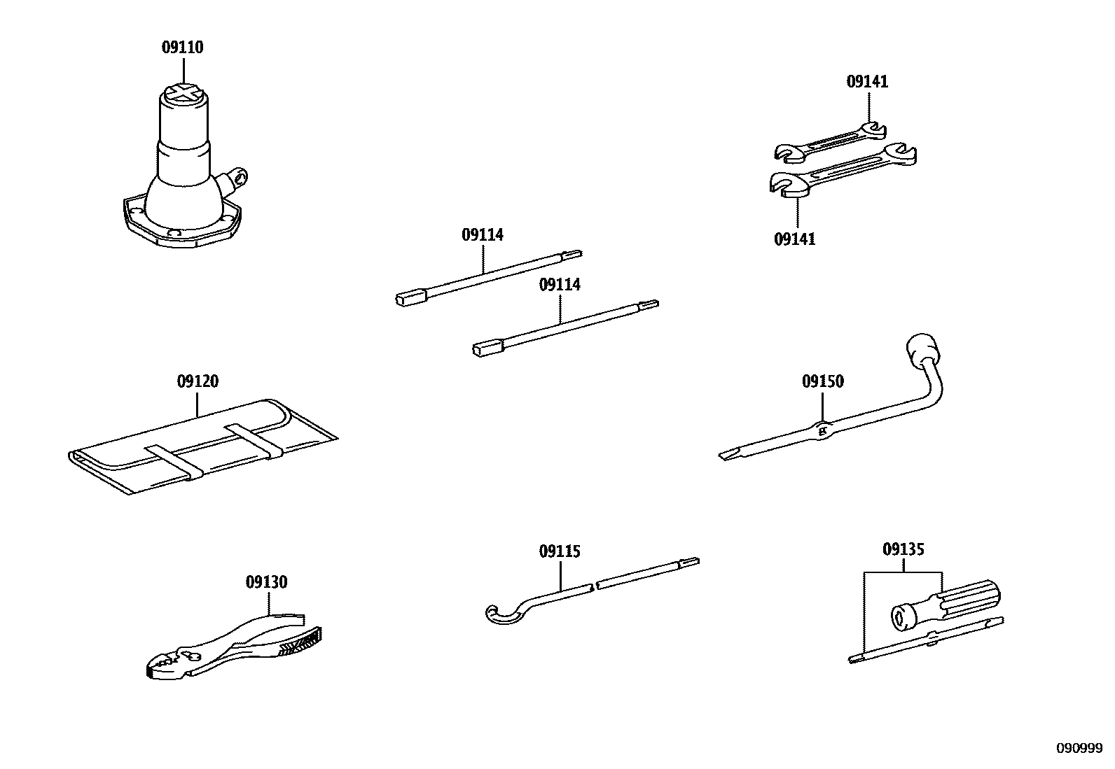 Toyota HILUX Standard Tools EPC diagram — 090999A