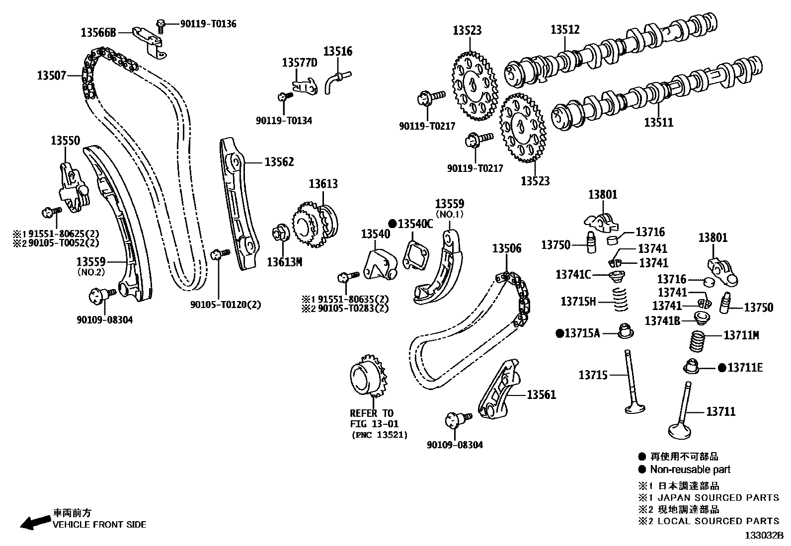 Toyota HILUX Camshaft & Valve EPC diagram — 133032B