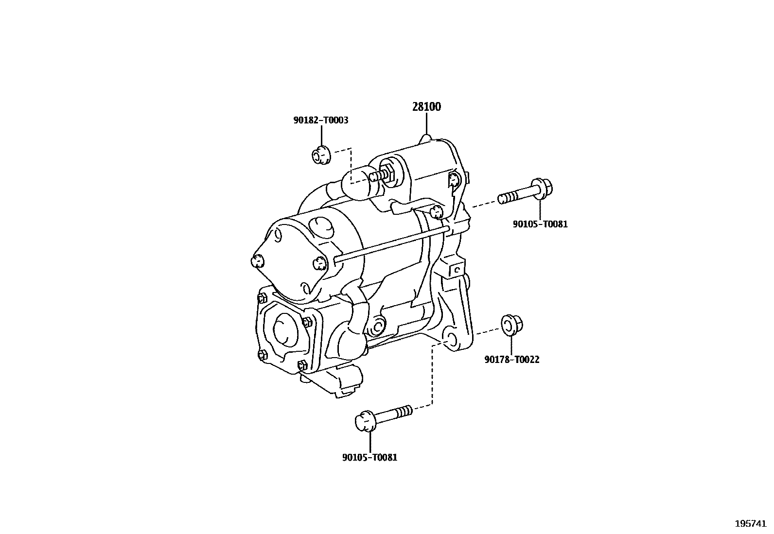 Toyota HILUX 起动机 EPC diagram — 195741