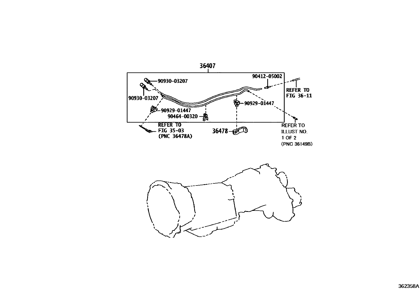 Toyota HILUX Transfer Case & Extension Housing EPC diagram — 362358A