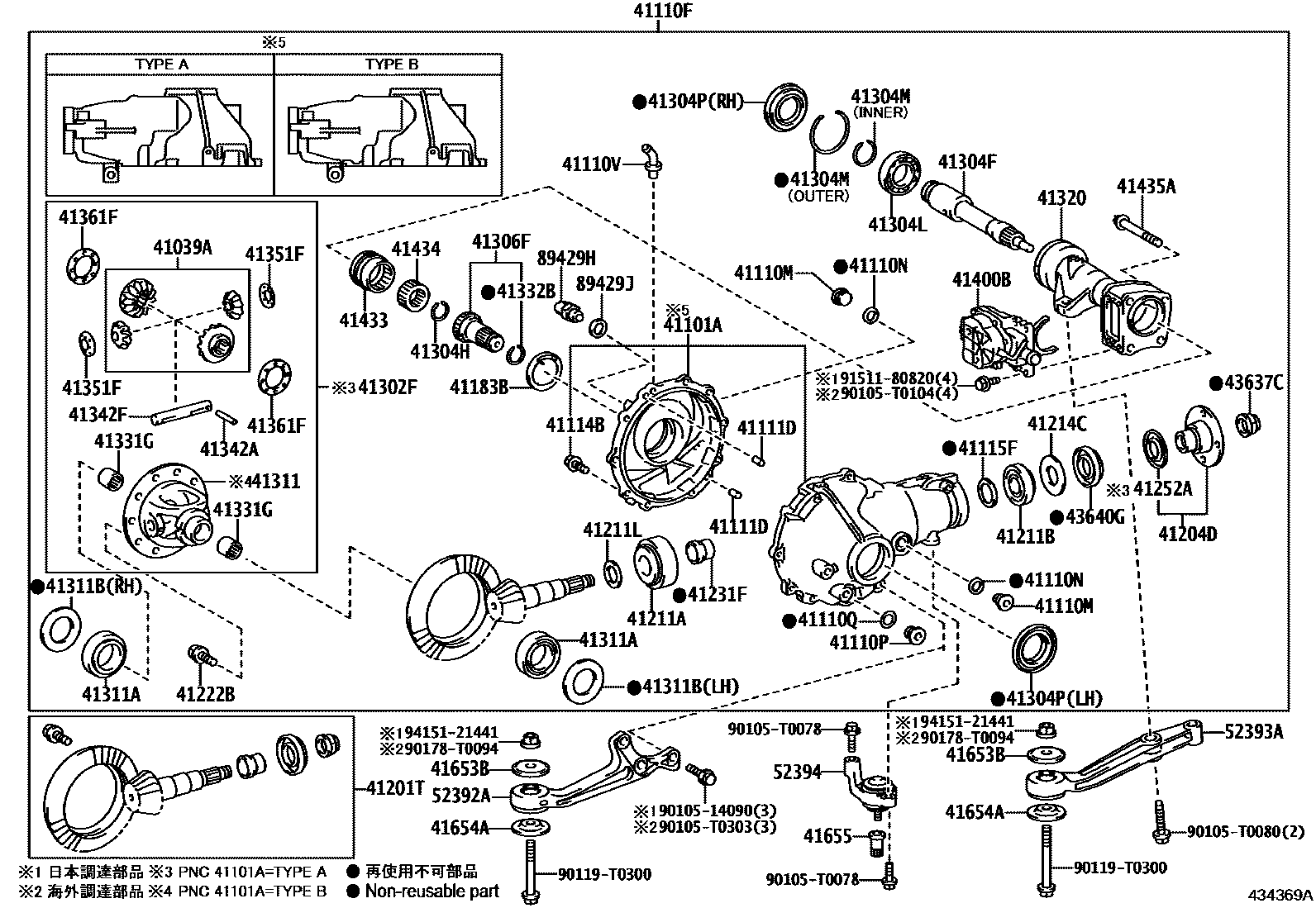 Toyota HILUX 前桥壳和差速器 EPC diagram — 434369A