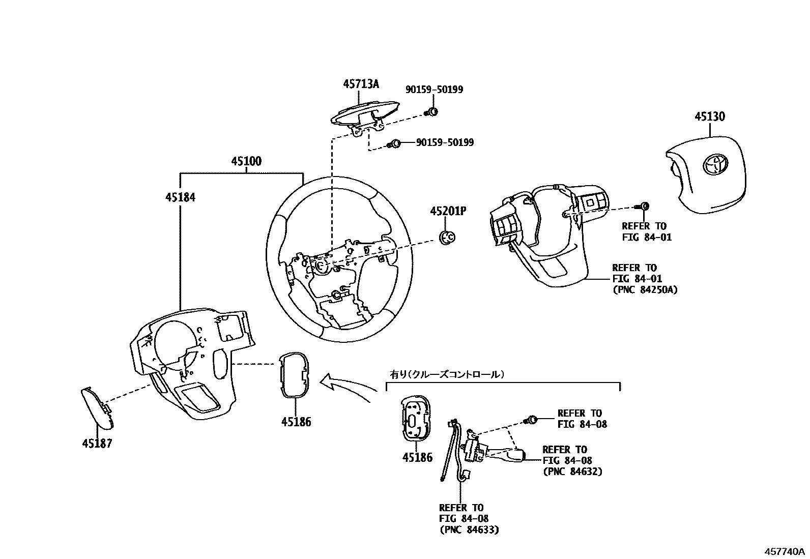 Toyota HILUX Steering Wheel EPC diagram — 457740A