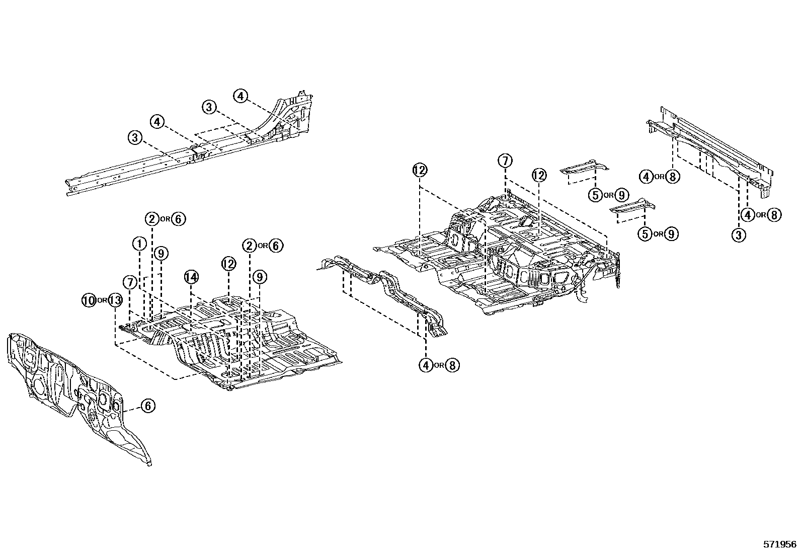 Toyota HILUX hole plug EPC diagram — 571956