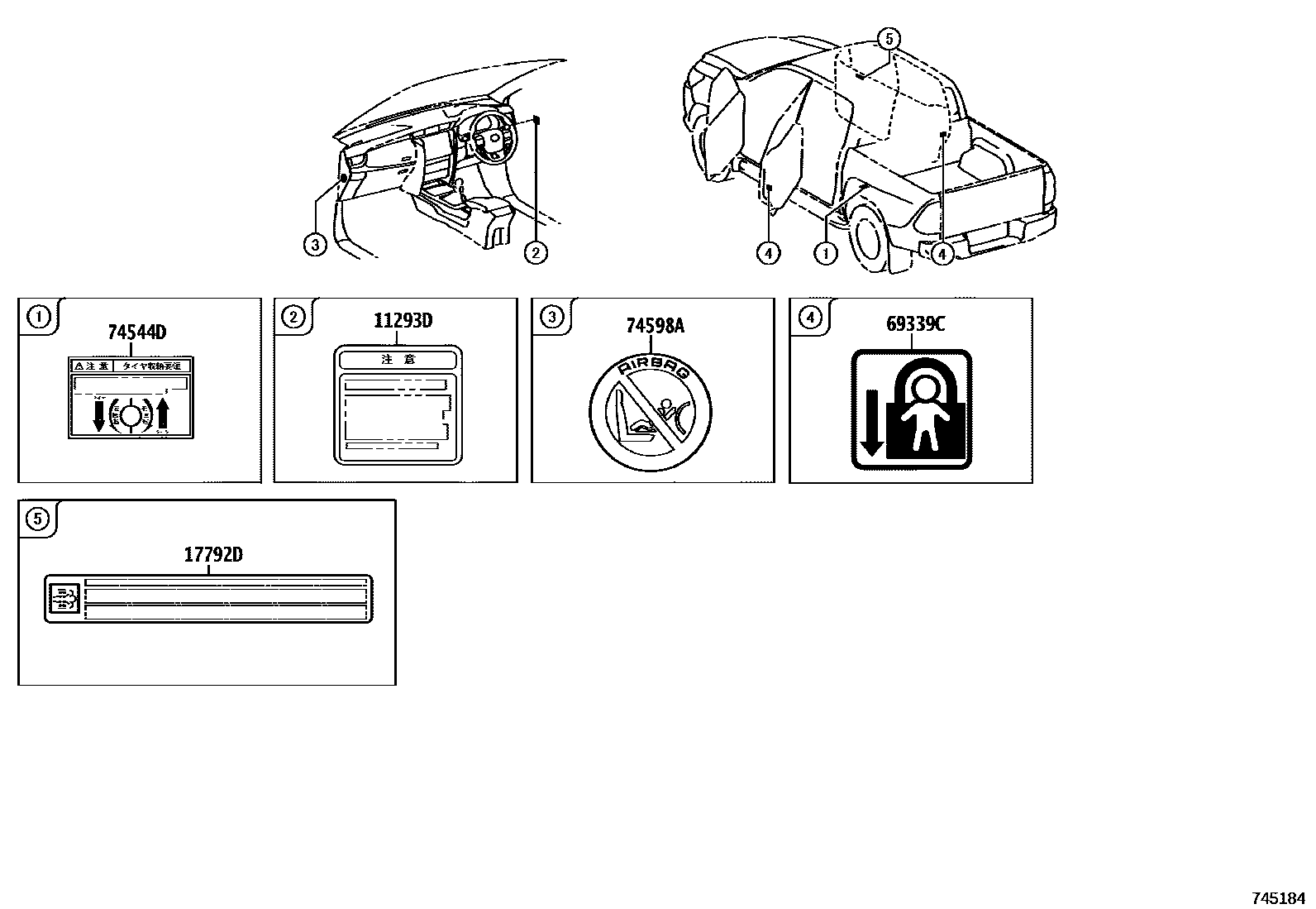 Toyota HILUX warning nameplate EPC diagram — 745184