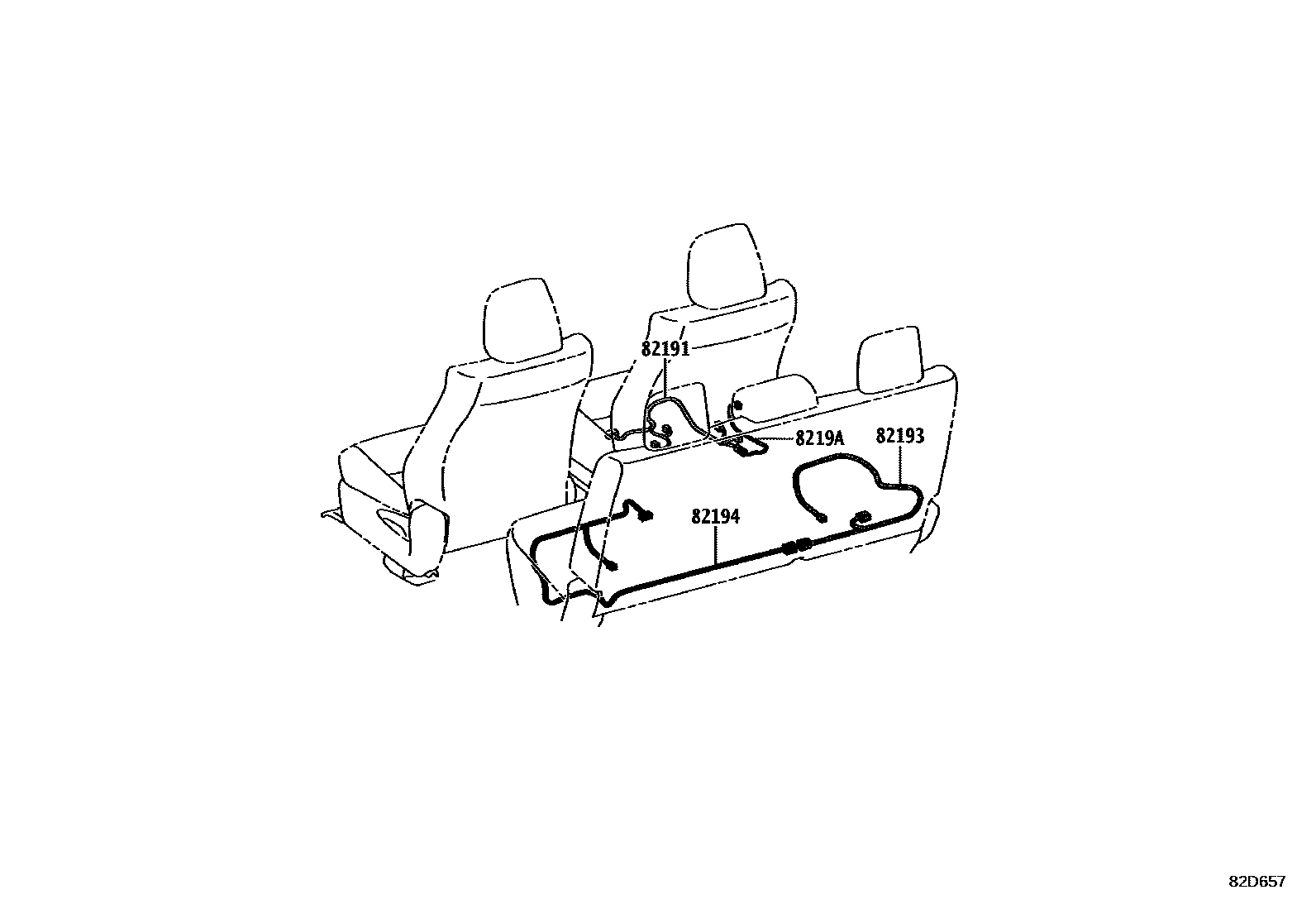 Toyota HILUX 线束和卡夹 EPC diagram — 82D657