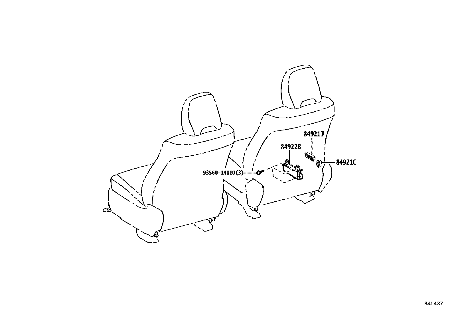 Toyota HILUX 开关和继电器和ECU EPC diagram — 84L437
