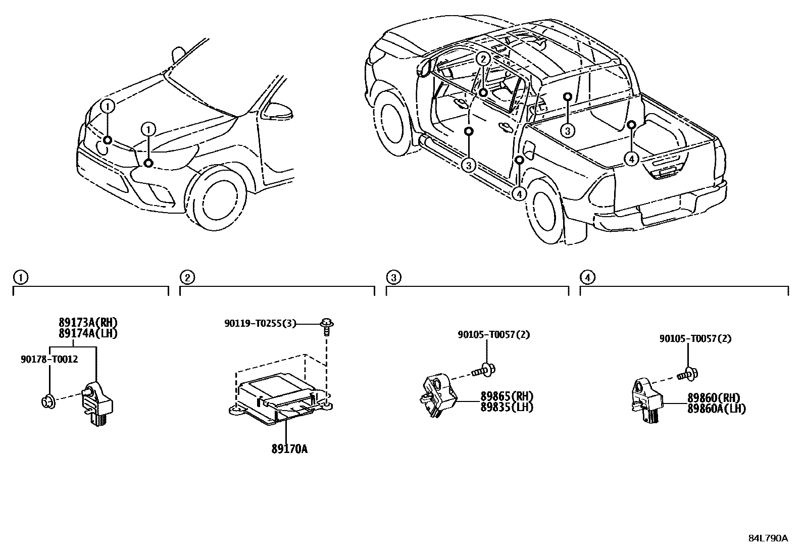 Toyota HILUX 空气囊 EPC diagram — 84L790A