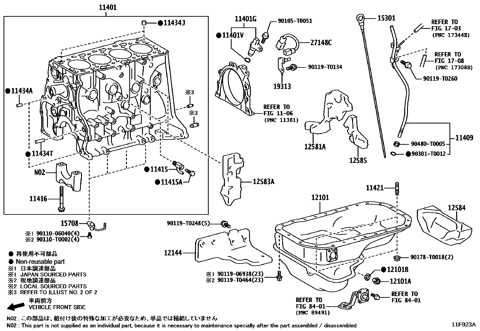 Toyota HILUX Cylinder Block EPC diagram — 11F923A