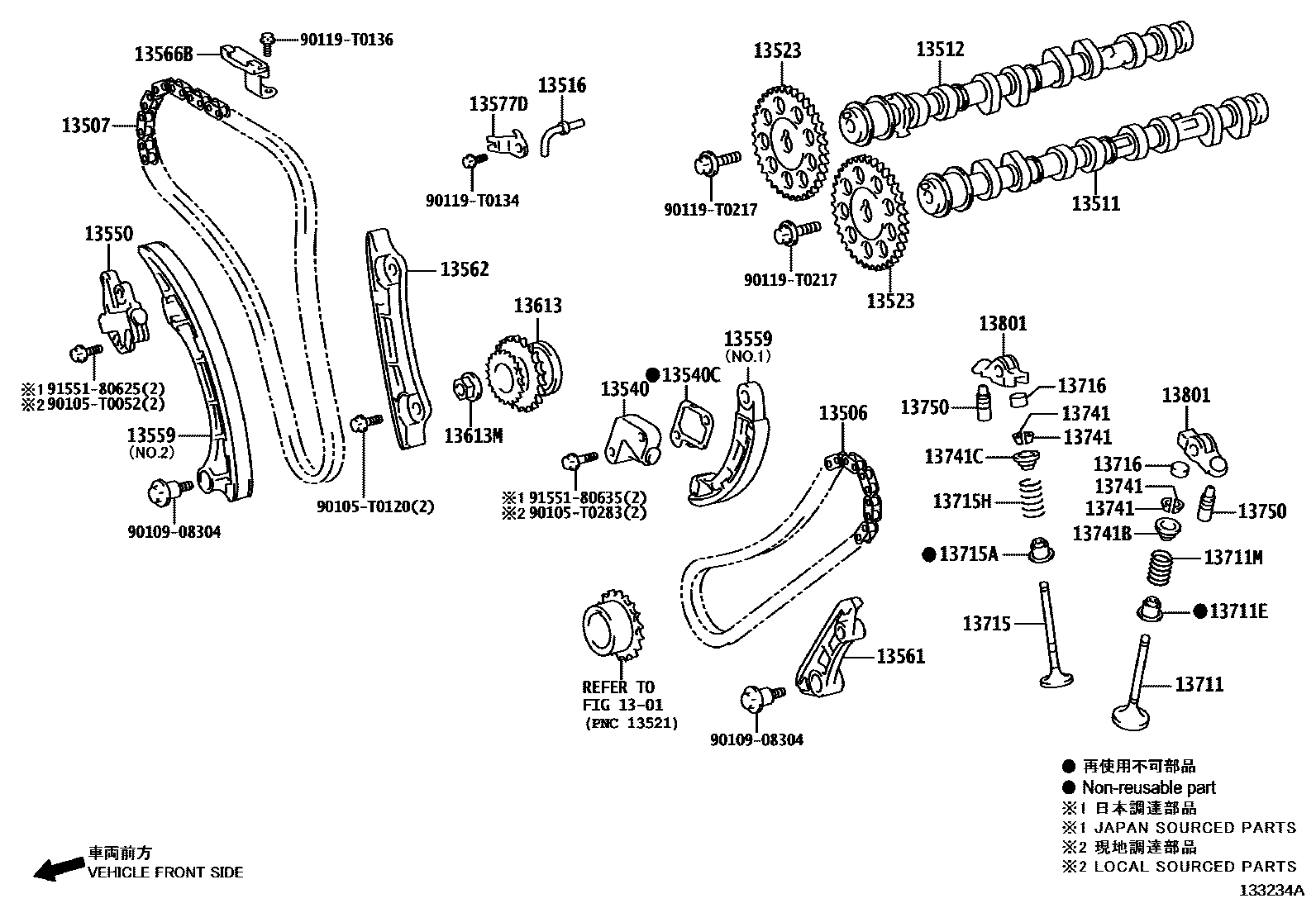 Toyota HILUX Camshaft & Valve EPC diagram — 133234A