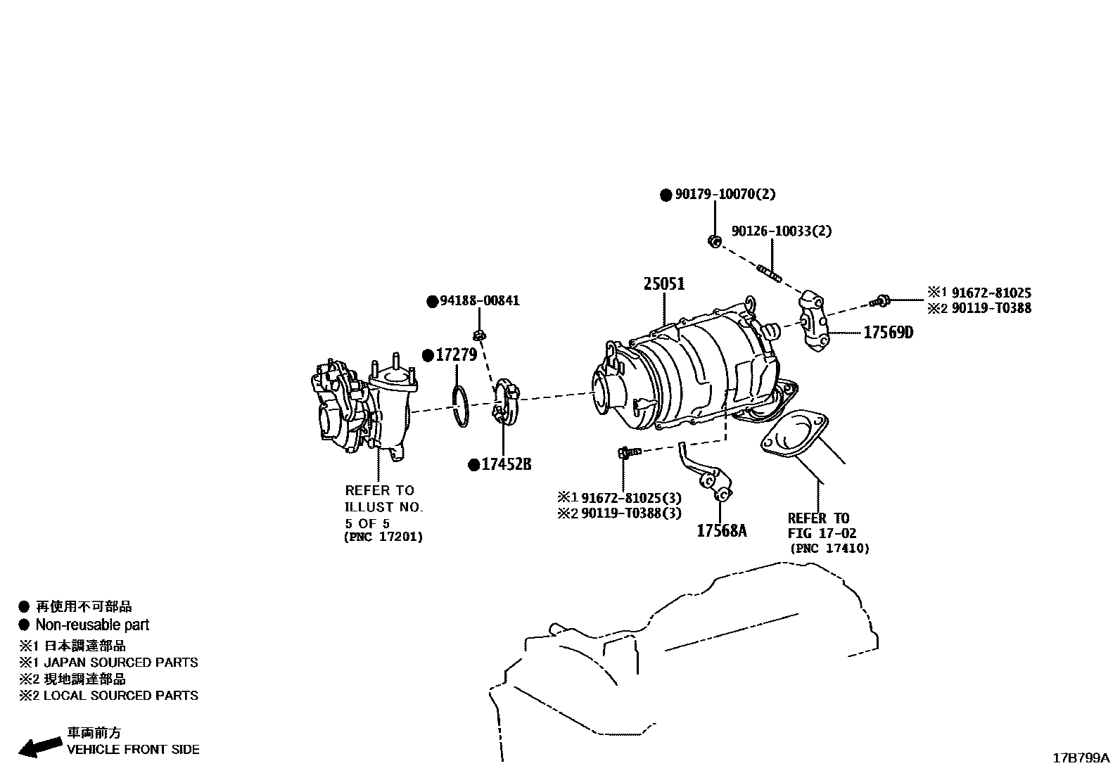 Toyota HILUX Manifold EPC diagram — 17B799A